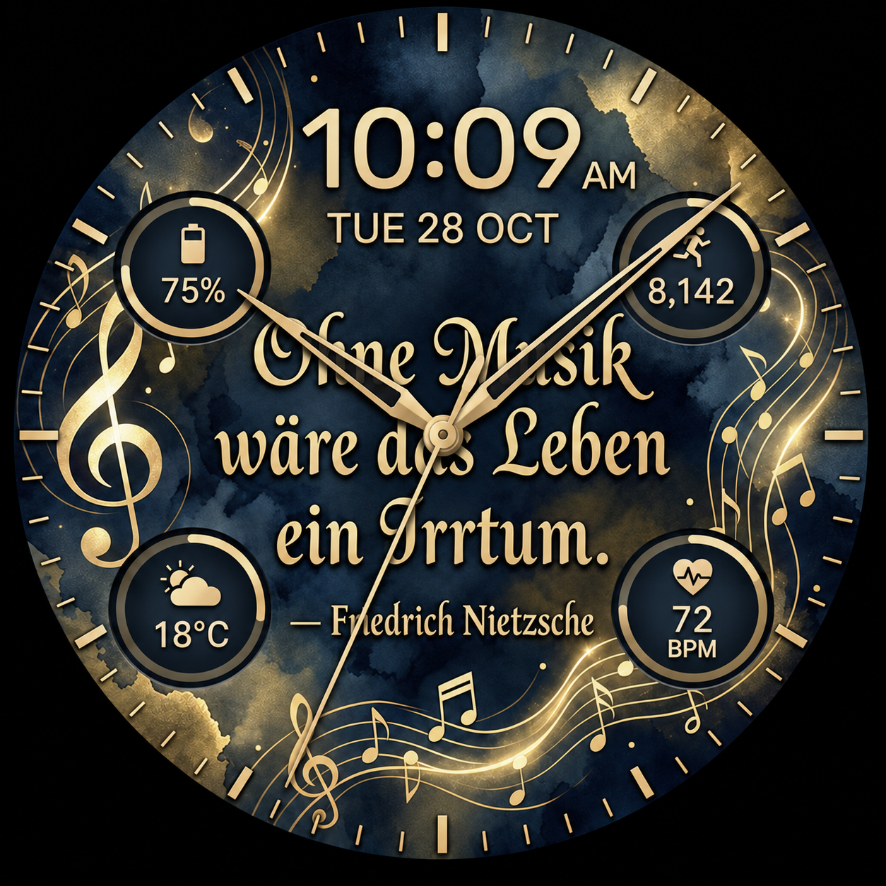 Nietzsche Music — Champagne watch-face preview